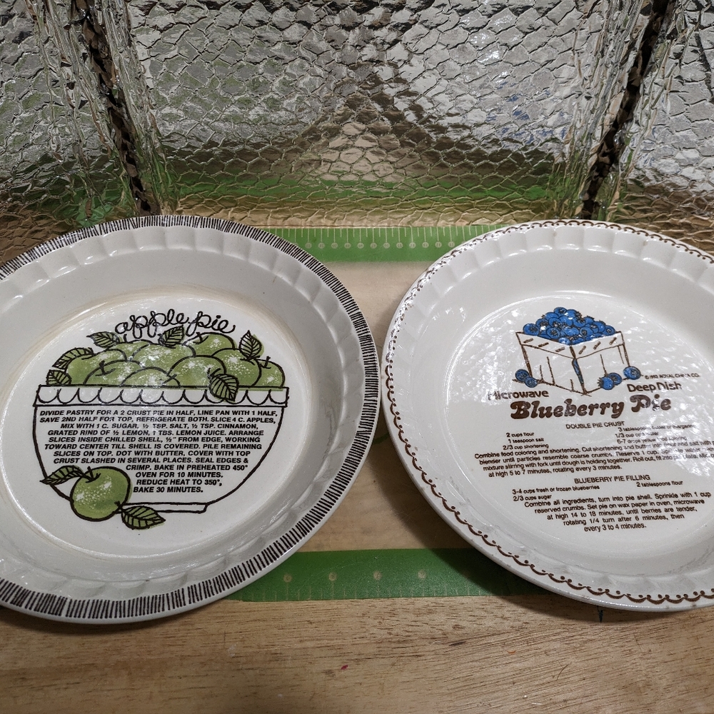 Royal China pie plates with recipes